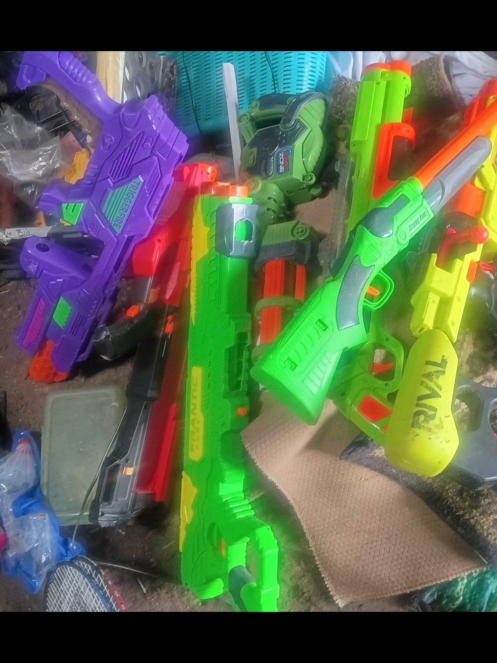 Nerf Green and Purple Foam Dart Blaster Bundle